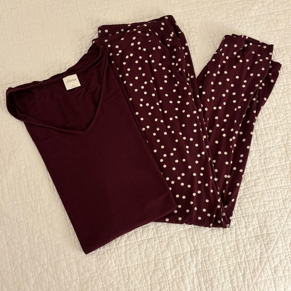 Soma Intimates Cool Nights Short Sleeve Pajama Lounge Set size large